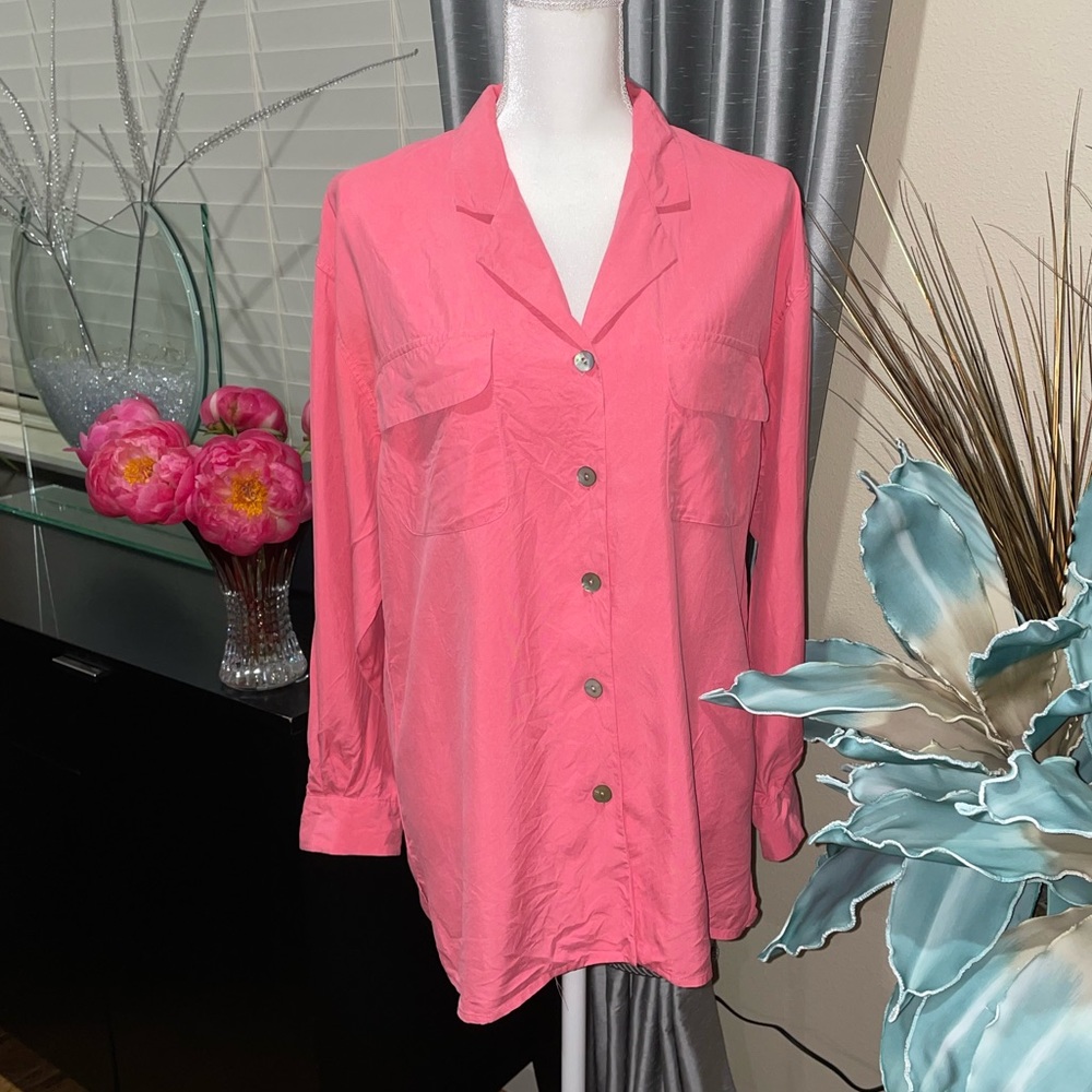 Preview collection 100% silk buttons down shirt loose fit